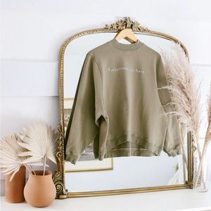 Kristin Made “Happiness is Here” Crewneck Green